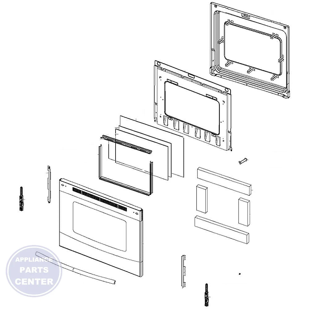 SAMSUNG DOOR ASSEMBLY NE595R0ABSR STSS DG94-00706A - Main view showing sleek stainless steel design for Samsung NE595R0ABSR model