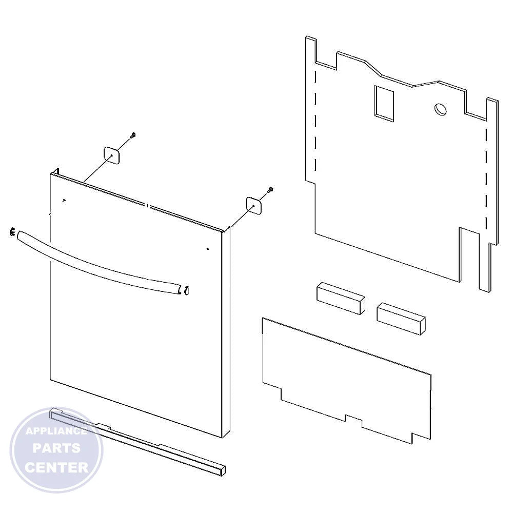SAMSUNG OUTER DOOR ASSEMBLY DD82-01325B - Main view showing water-tight seal for SMG Dishwasher