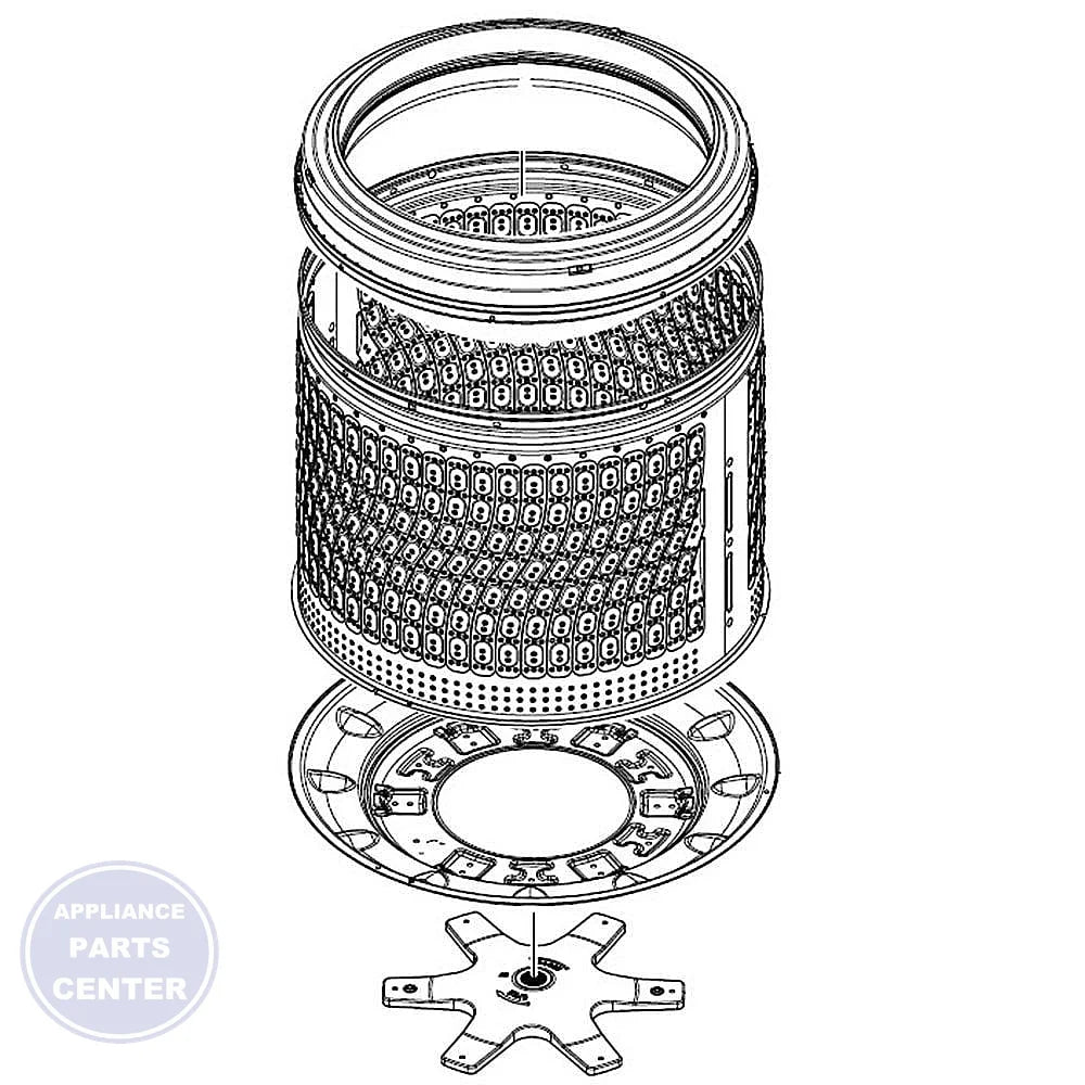 SAMSUNG SPIN BASKET ASSEMBLY PARTS DC90-27205B - Main view showing spinning functionality for Samsung models