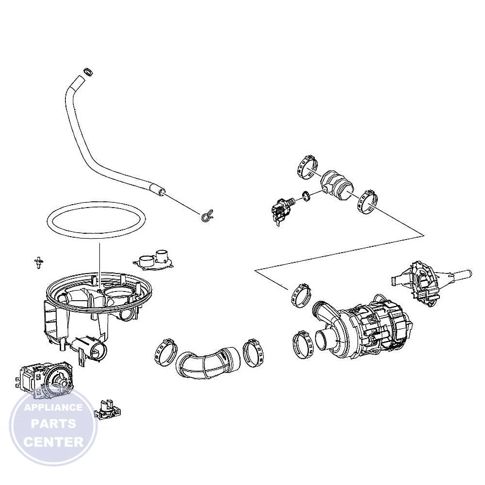 SAMSUNG WASHER PUMP ASSEMBLY DD82-01376B - Main view showing efficient water drainage for SMG-001, SMG-002, SMG-003