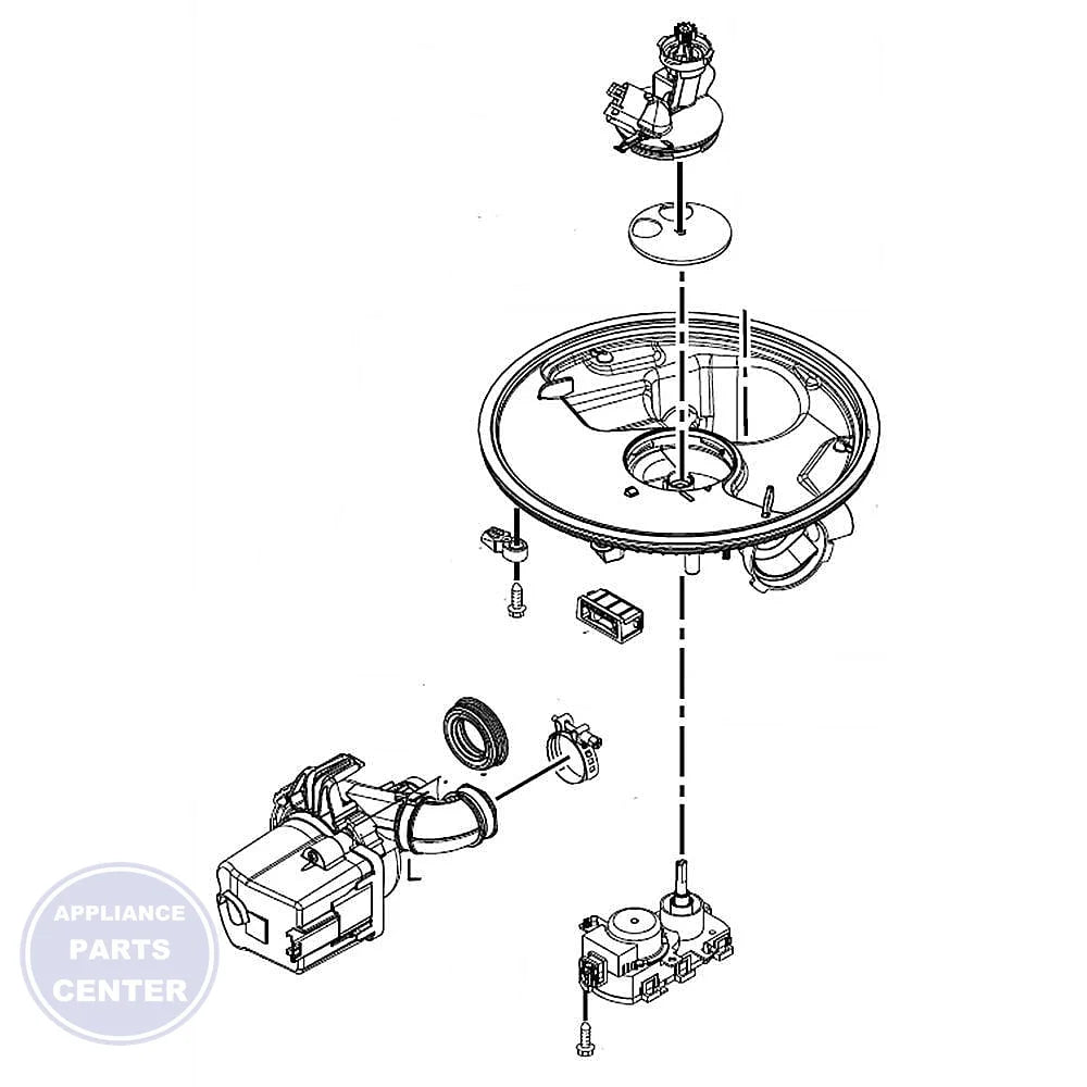 WHIRLPOOL DISHWASHER PUMP AND MOTOR W10902307 - Main view showing powerful performance for Whirlpool dishwasher models
