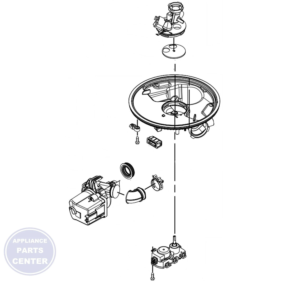 WHIRLPOOL Dishwasher Pump and Motor W10904995 - Main view showing efficient water circulation for WPL-2000 series