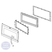 WHIRLPOOL MICROWAVE DOOR ASSEMBLY W11247223 - Main view showing easy-mount design for Whirlpool microwaves