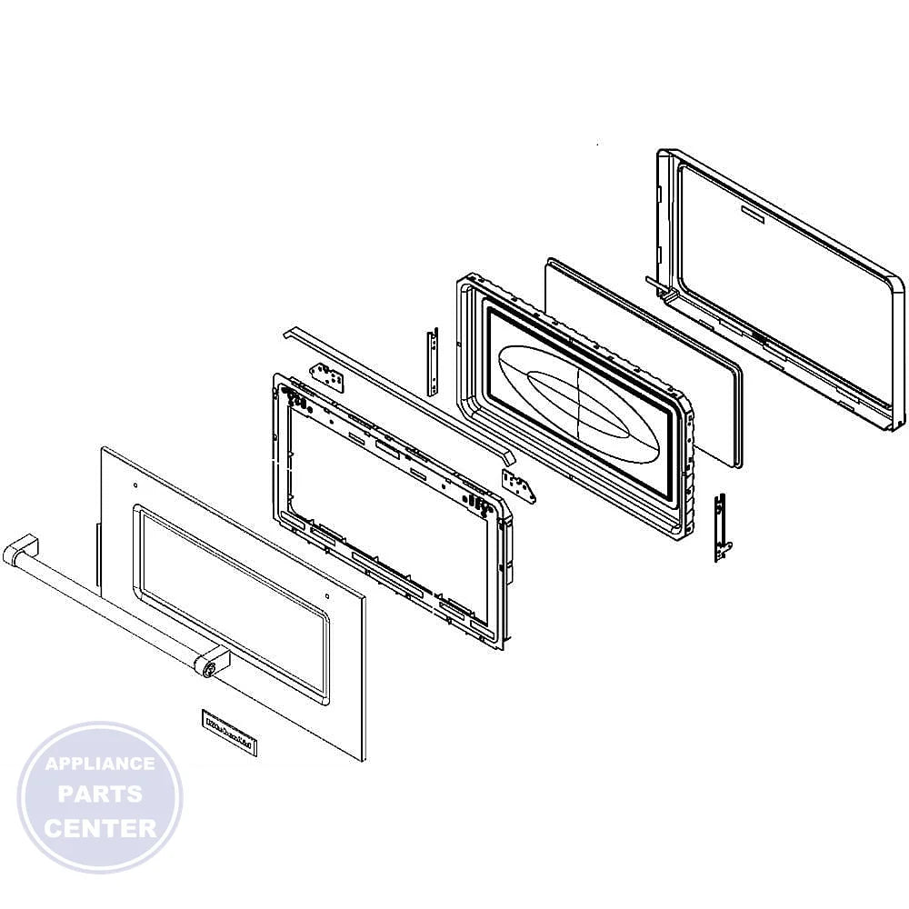 WHIRLPOOL MICROWAVE DOOR W10696352 - Main view showing seamless fit for Whirlpool WPL-1000 series