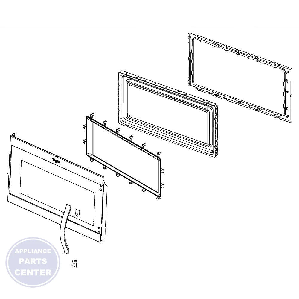 Whirlpool MICROWAVE DOOR W10889333 - Main view showing sleek design for various Whirlpool models
