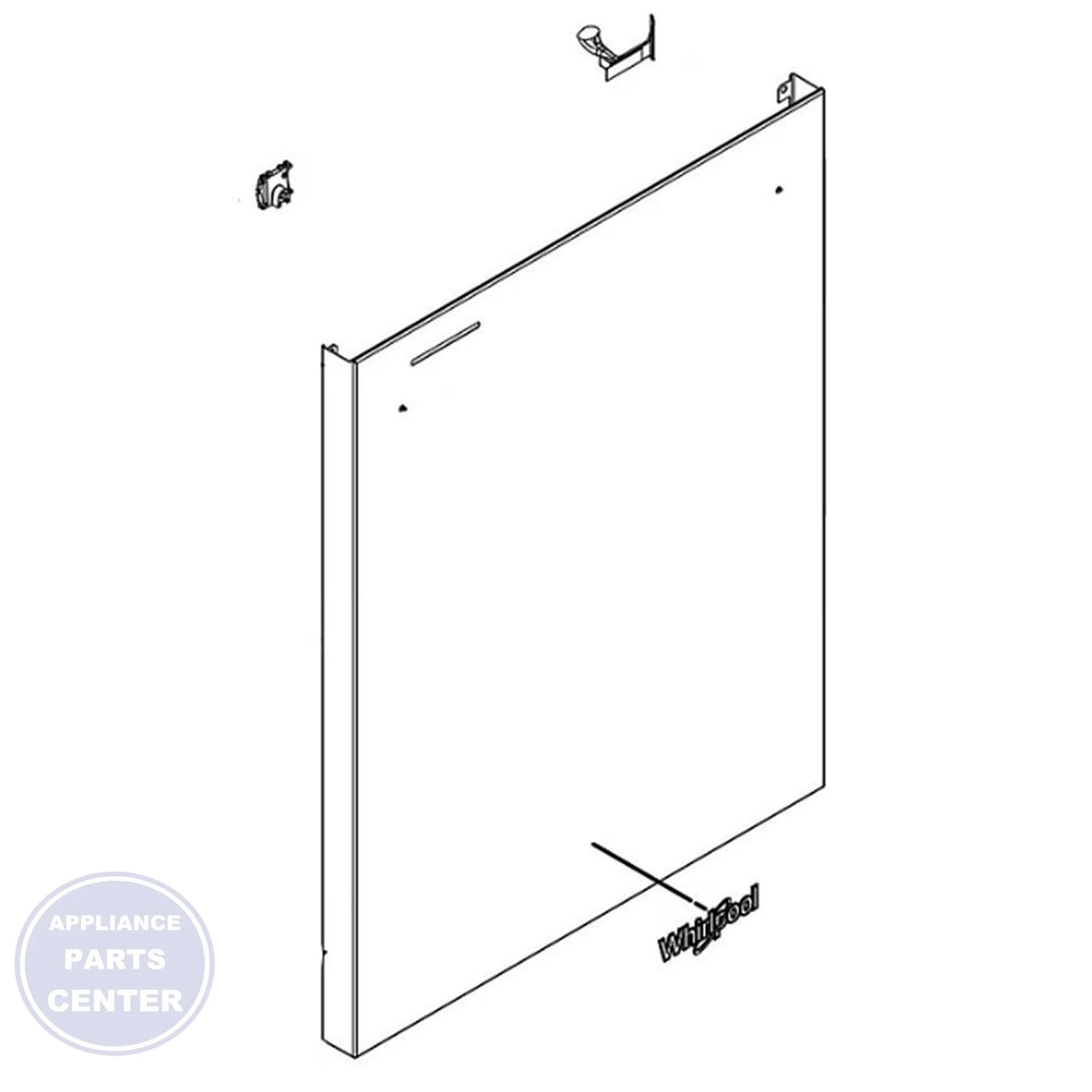 Whirlpool WHIRLPOOL PANEL W11462451 - Main view showing door panel for Whirlpool dishwasher models