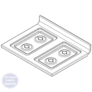 Whirlpool Range Cooktop Assembly WPW10535710 - Main view showing even heat distribution for Whirlpool models