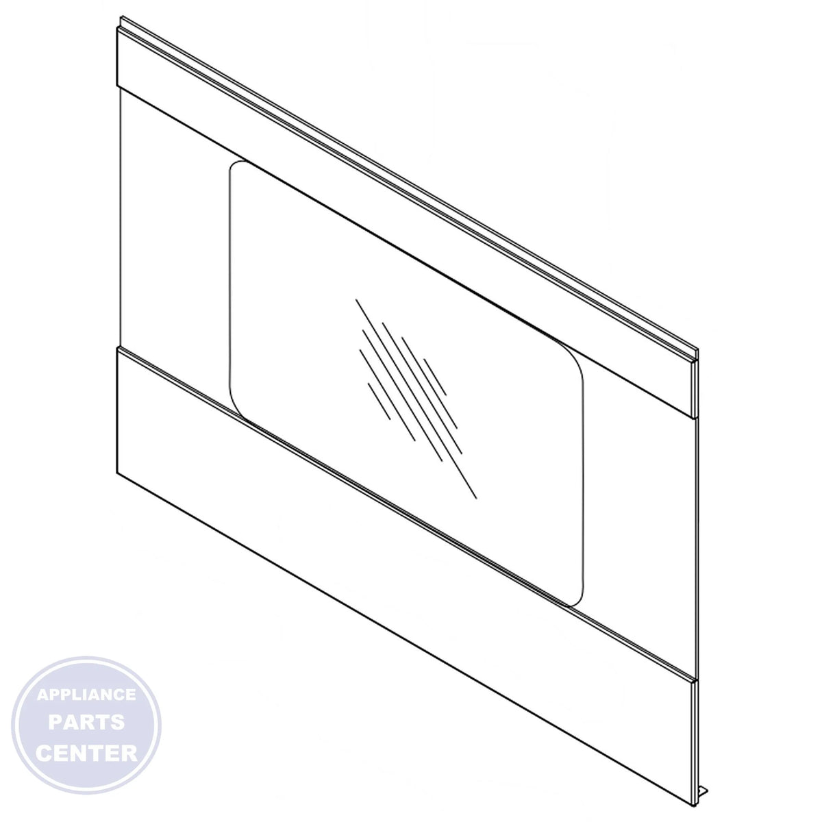 WHIRLPOOL RANGE DOOR GLASS W11625039 - Main view showing crystal-clear visibility for Whirlpool Range/Stove/Oven models