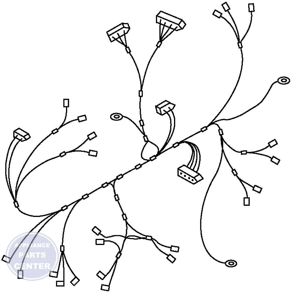 WHIRLPOOL WIRE HARNESS W10319798 - Main view showing efficient power distribution for Whirlpool dryers